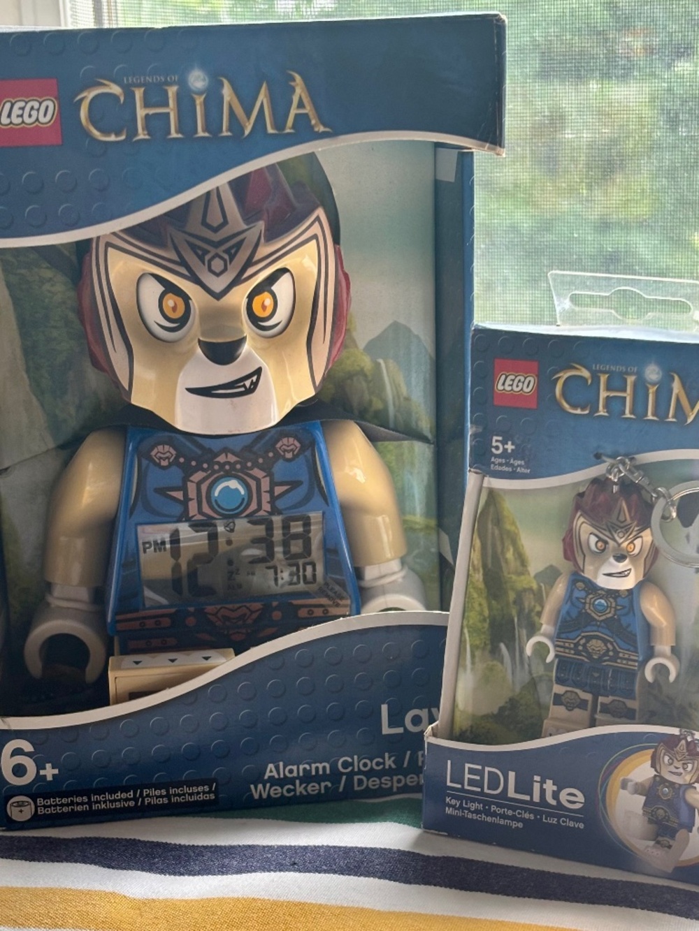 LEGENDS OF CHIMA Laval Figure Alarm Clock & LED Lite Key Chain. Both NWT!